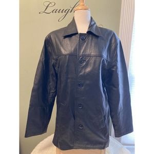 W Collection 100% Quilt Lined Leather Jacket Black Womens M